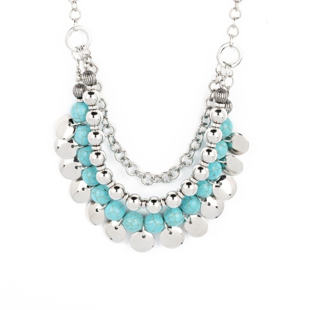 Silver and Turquoise Statement Necklace Leave Her Wild Blue Stone Fashion Jewels